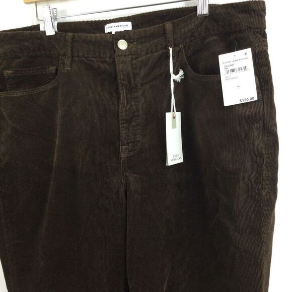 Good American Womens Corduroy Skinny High Rise Jeans Mocha Brown Size 16 NWT - Picture 2 of 11